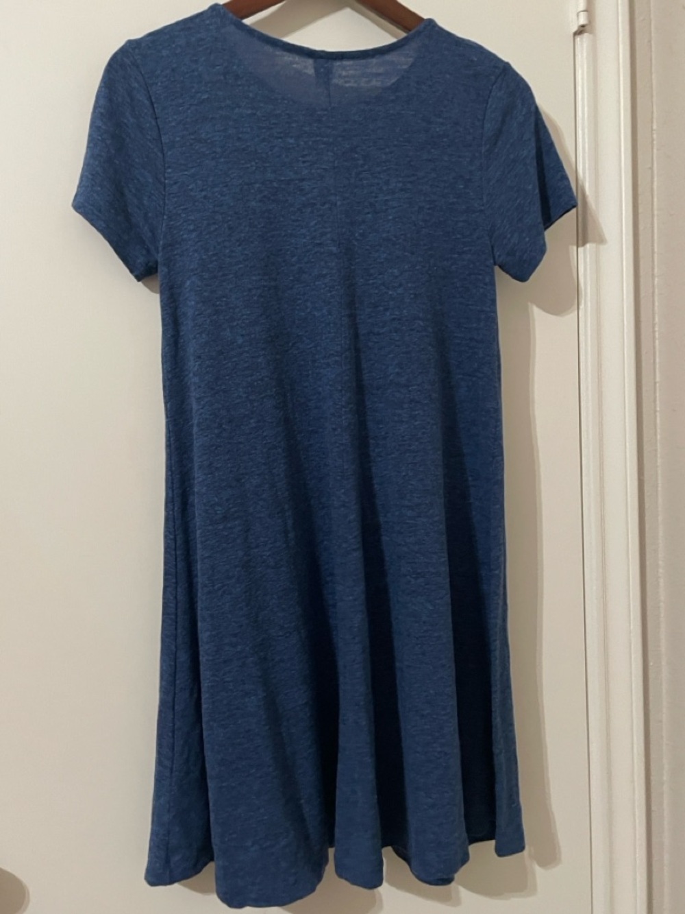 Old Navy Cobalt Blue Linen Blend SS Knit Swing Mini Dress Size Small - Picture 3 of 6